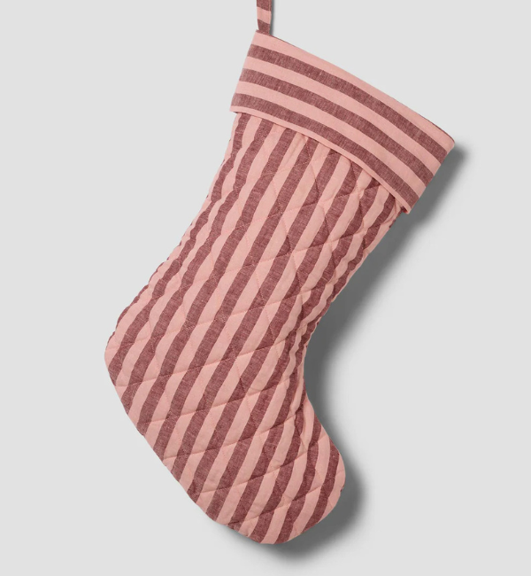 Rhubarb & Rose Pembroke Stripe Linen Blend Christmas Stocking