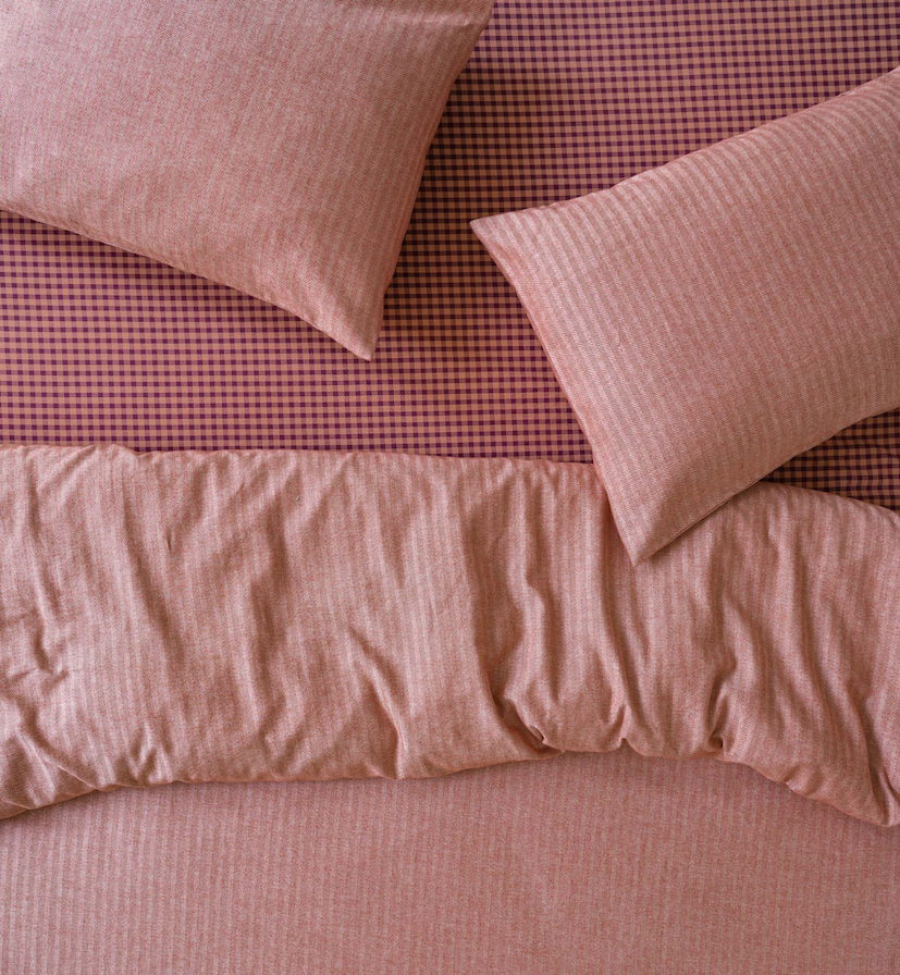 Auburn Red Herringbone Brushed Cotton Duvet Cover