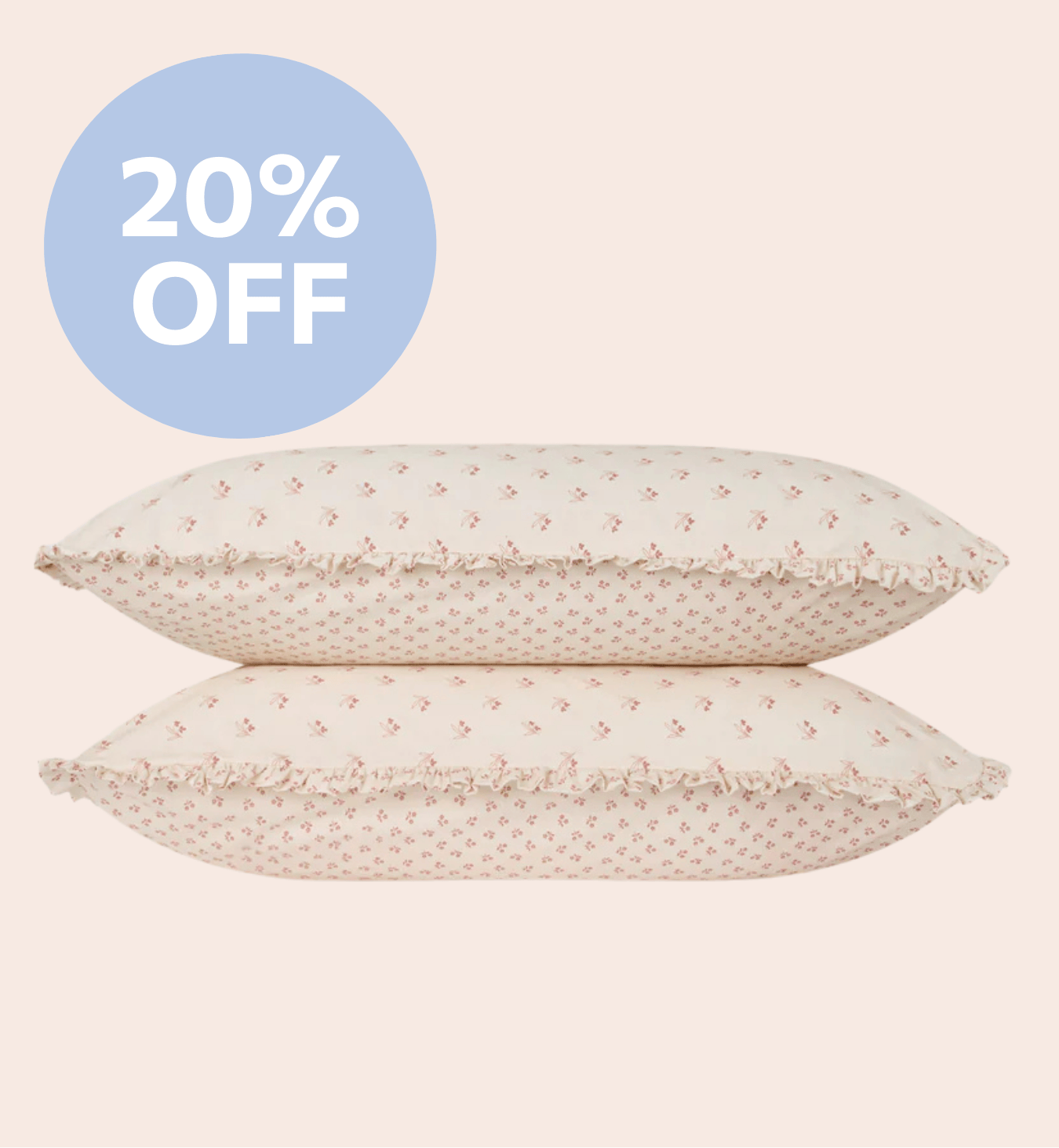 Dusty Pink Martha Floral Cotton Frill Pillowcases (Pair)