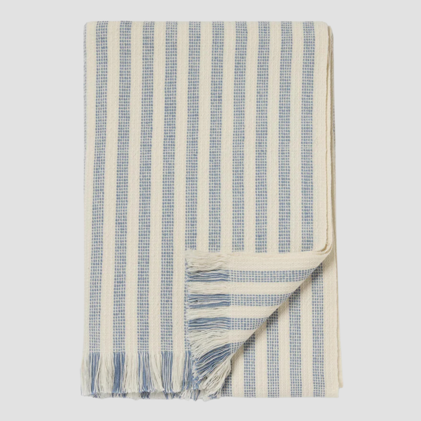 Coastal Blue Pembroke Stripe Wool Throw