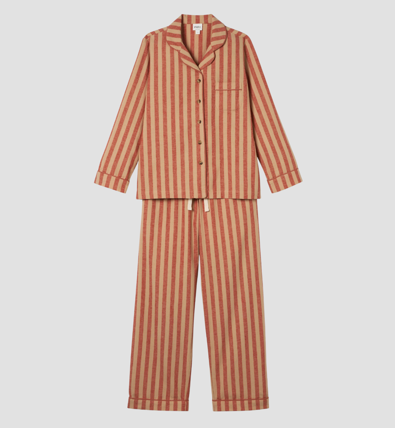 Sandstone Red Pembroke Stripe Linen Blend Trouser Set