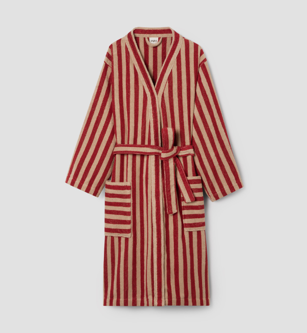 Sandstone Red Pembroke Stripe Cotton Robe