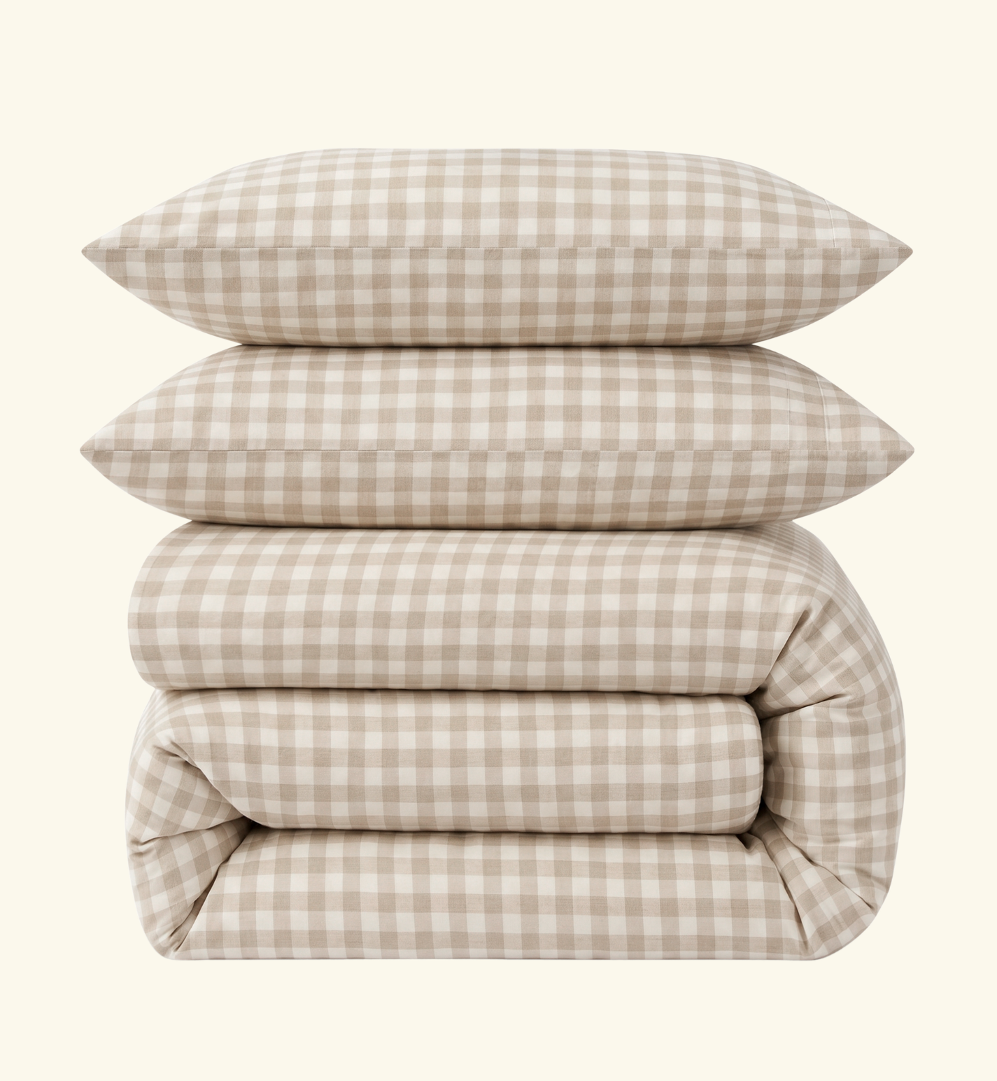 Oatmeal Pembroke Gingham Linen Blend Duvet Cover