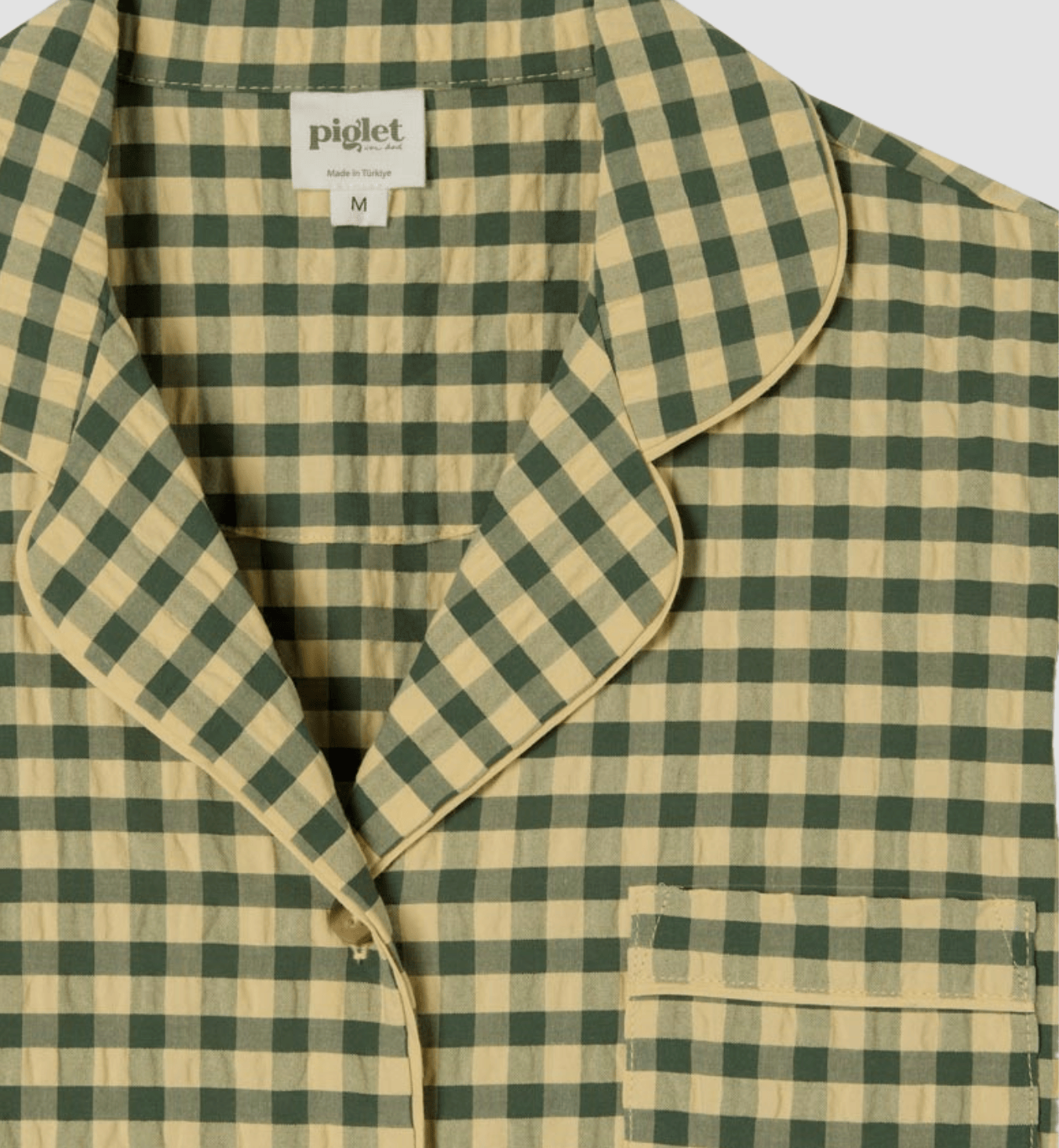 Elm Green & Butter Yellow Gingham Cotton Shorts Set