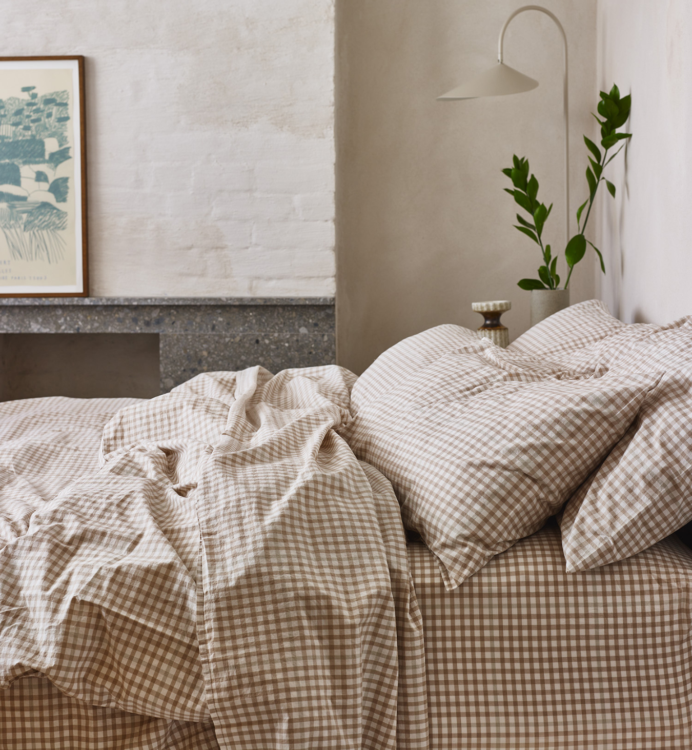 Cafe au Lait Small Gingham Cotton Duvet Cover