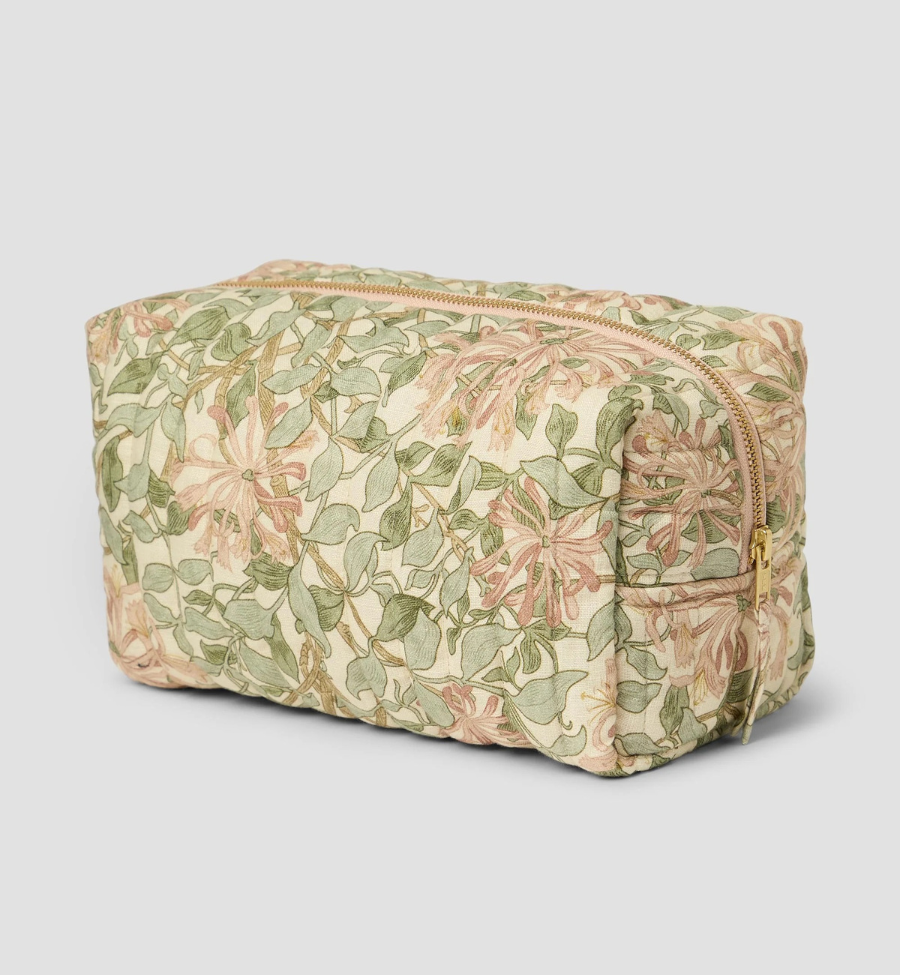 Soft Sage Honeysuckle 100% Linen Wash Bag