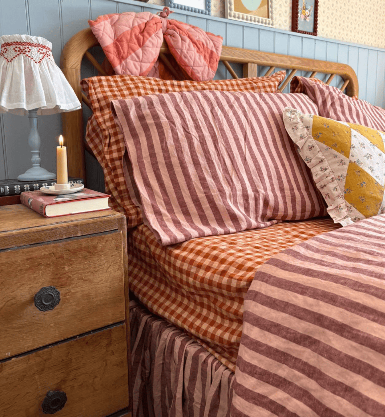 Rhubarb & Rose Pembroke Stripe 100% Linen Duvet Cover