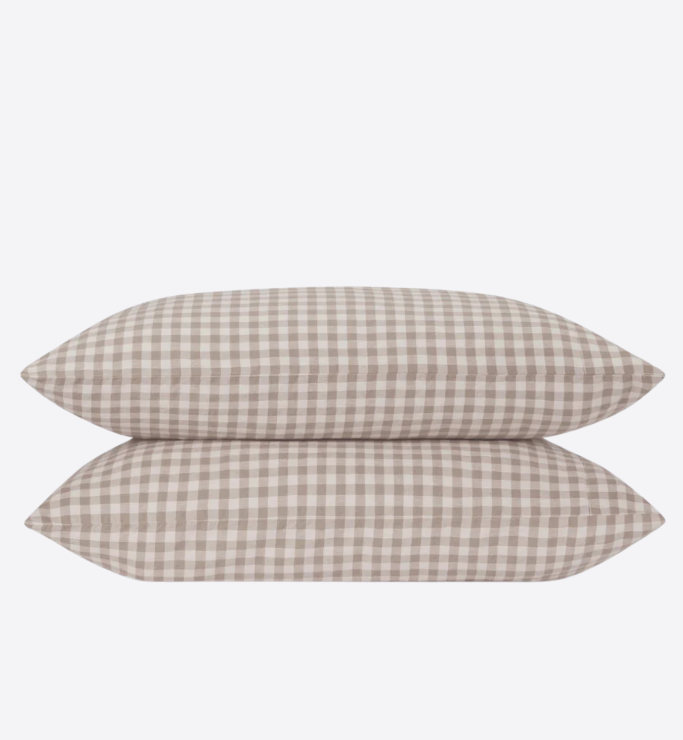 Mushroom Gingham Linen Blend Pillowcases (Pair)