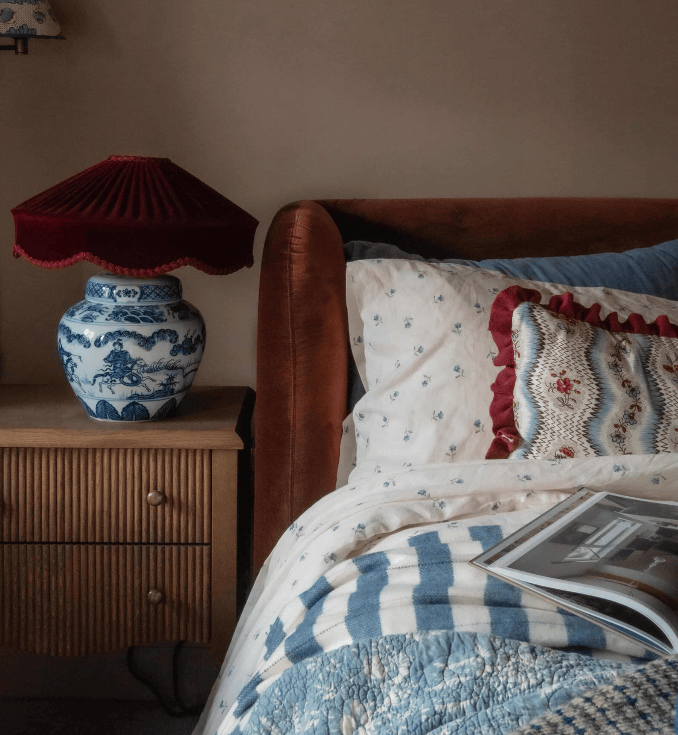 Dusk Blue Posy Bud Linen Blend Duvet Cover