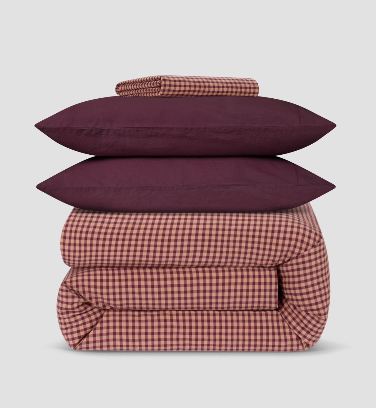 Rhubarb Gingham Linen Blend Duvet Cover