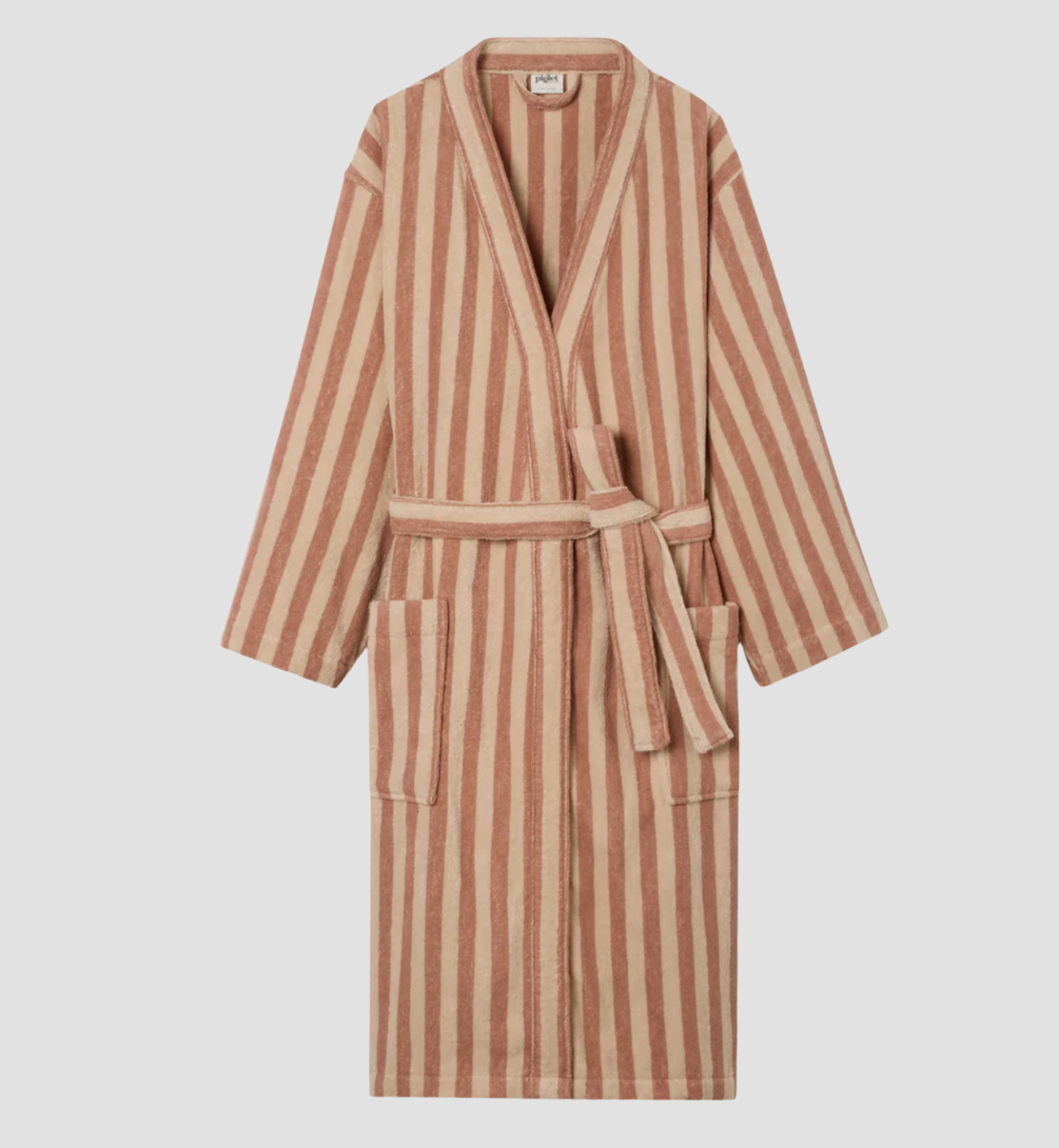 Sand Shell Pembroke Stripe Cotton Robe