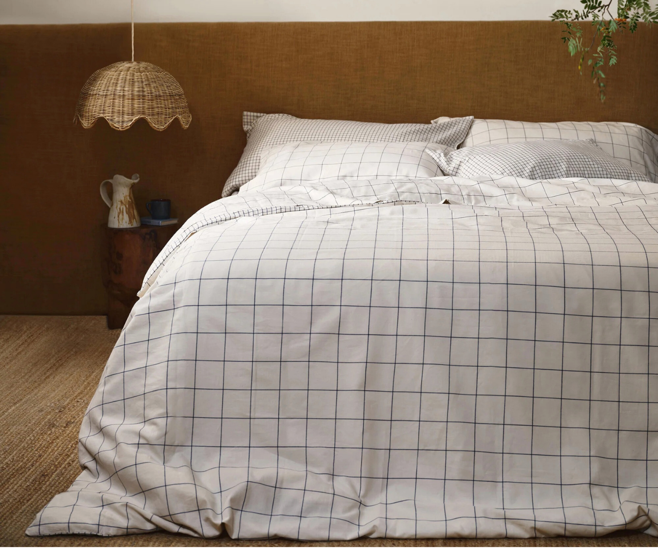 Dream Blue Burlow Check Cotton Duvet Cover