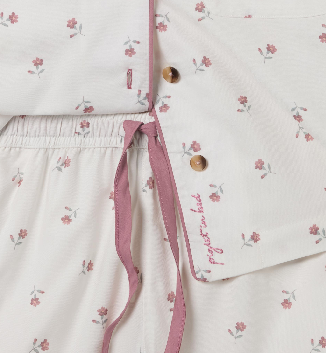 Pearl Posy Bud Cotton Shorts Set