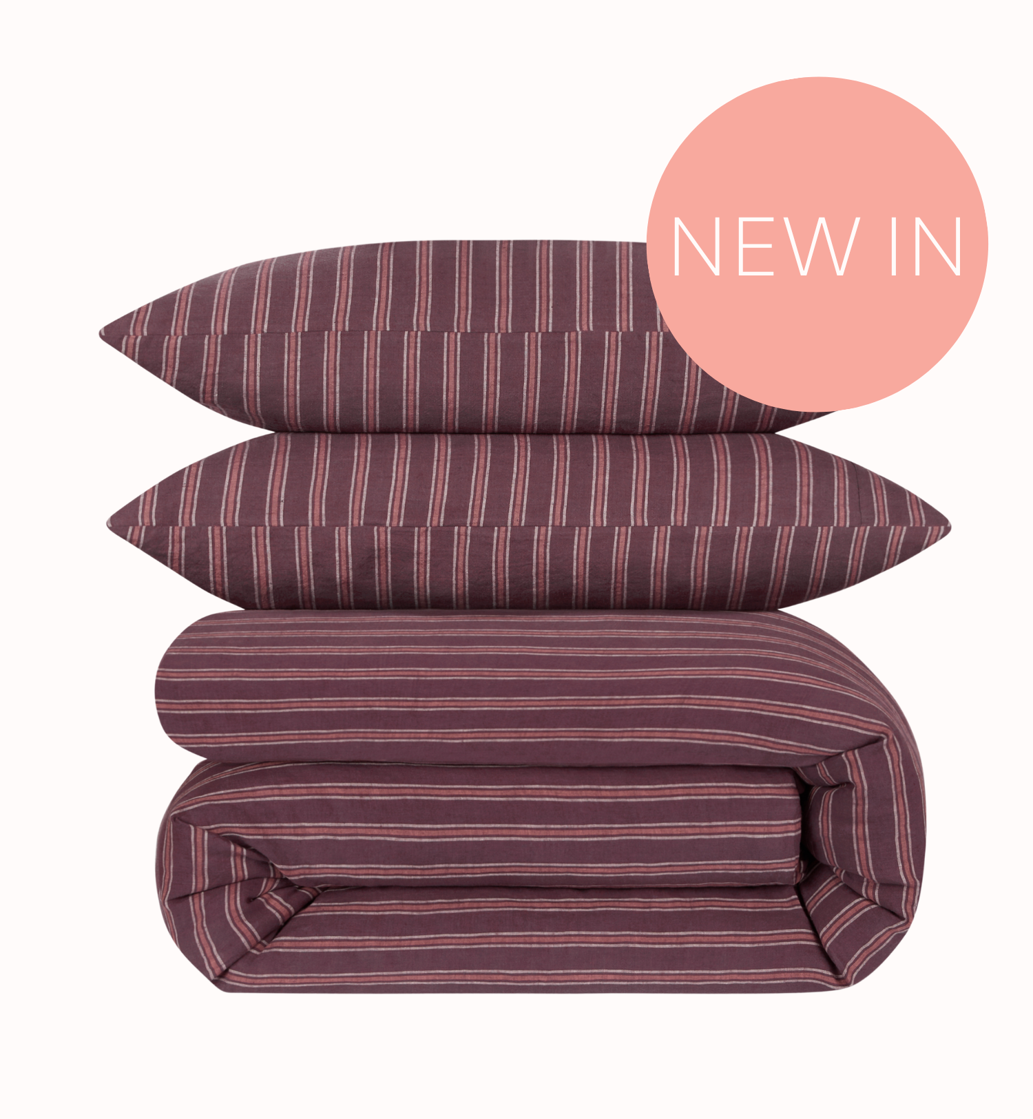 Berry Walderton Stripe 100% Linen Duvet Cover