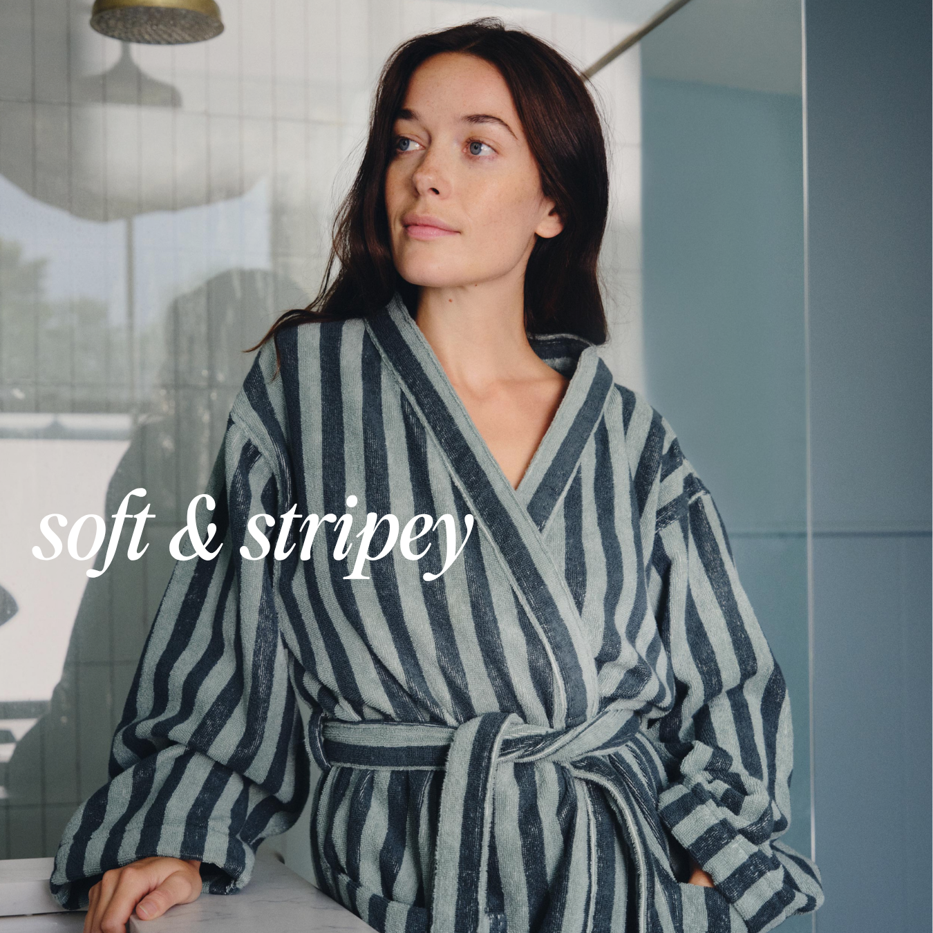 Pine Green Pembroke Stripe Cotton Robe