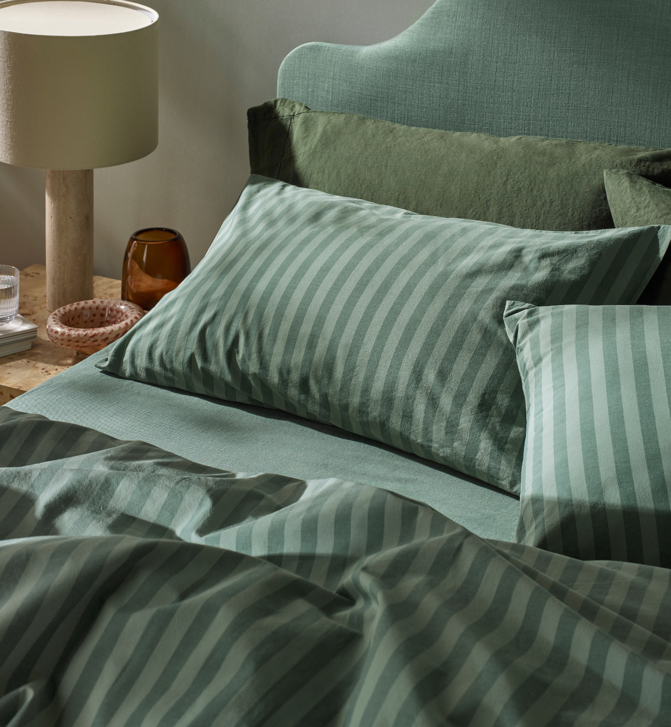 Pine Green Pembroke Stripe Cotton Duvet Set