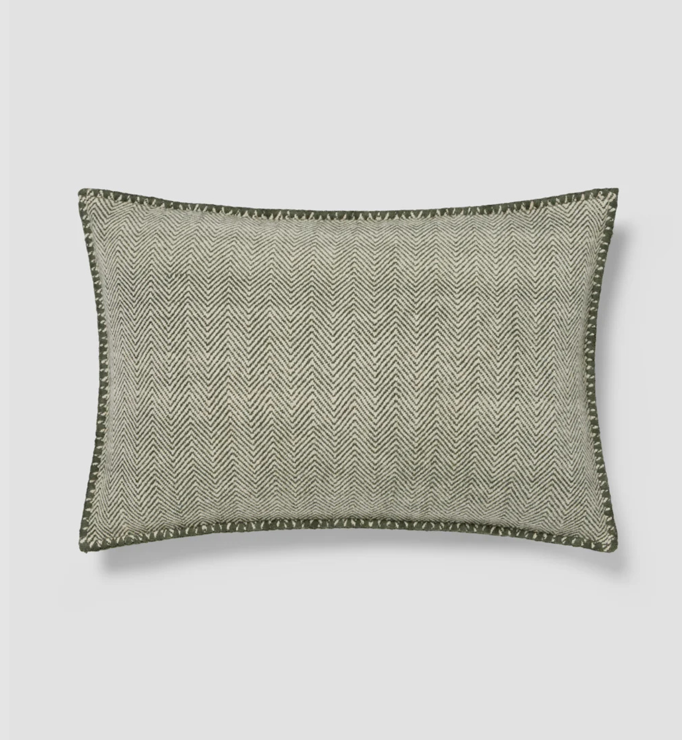 Fern Green Herringbone Wool Rectangle Cushion Cover