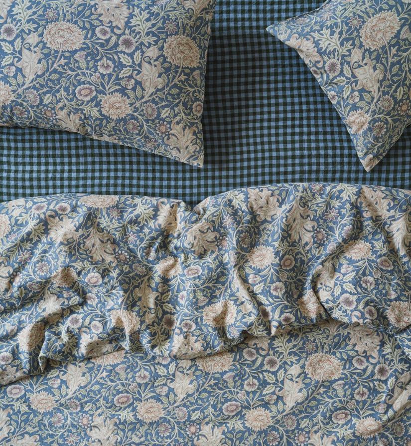 Webbs Blue Double Bough Linen Blend Duvet Cover