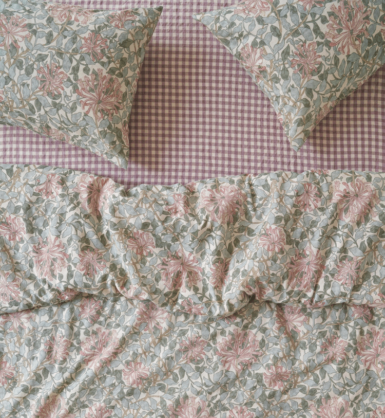 Soft Sage Honeysuckle Linen Blend Duvet Cover