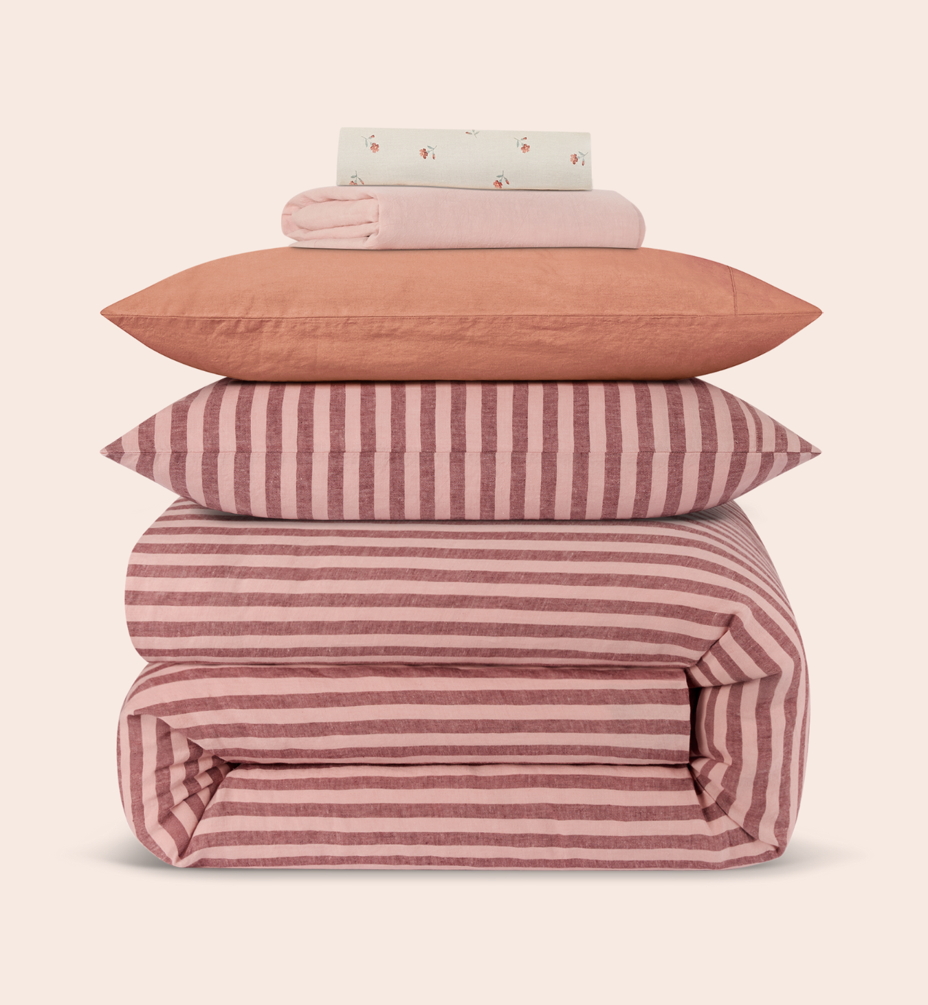 Rhubarb & Rose Pembroke Stripe 100% Linen Duvet Cover