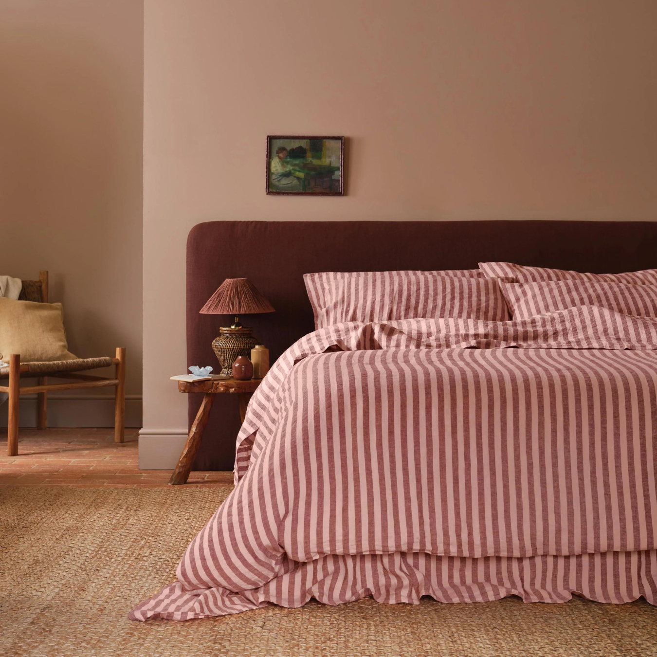Rhubarb & Rose Pembroke Stripe 100% Linen Duvet Cover
