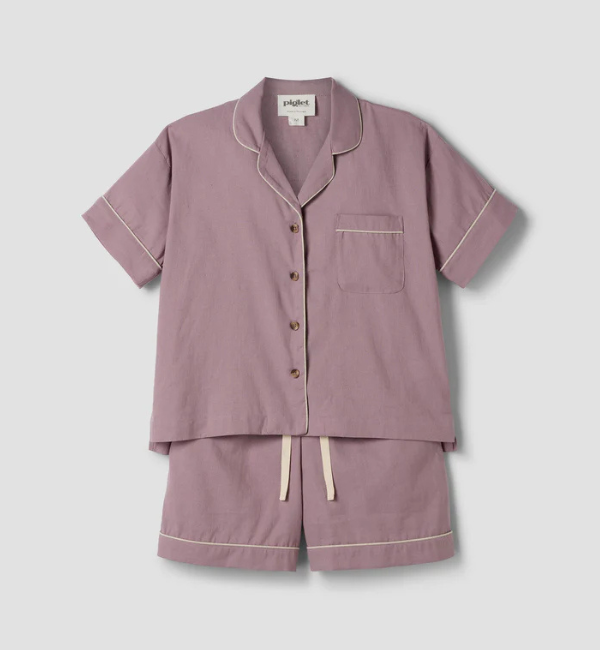 Elderberry Linen Blend Pyjama Short Set