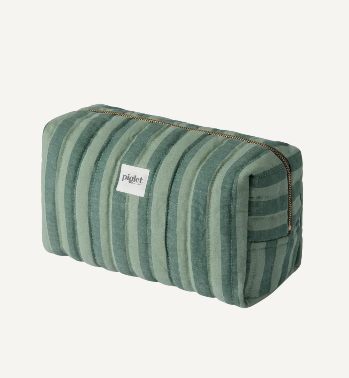 Pine Green Pembroke Stripe Linen Blend Wash Bag
