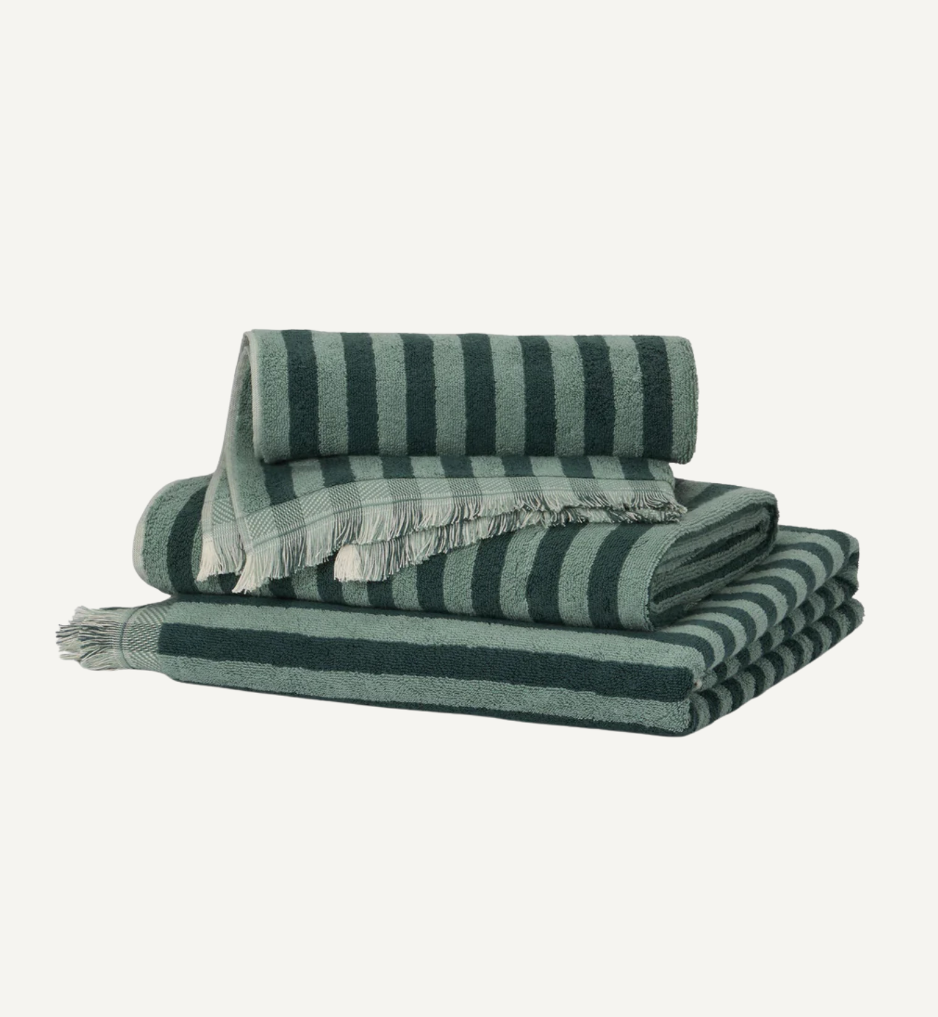 Pine Green Pembroke Stripe Cotton Towels