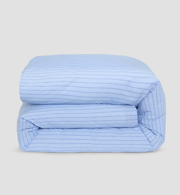 Pale Blue Favourite Shirt Stripe Cotton Duvet Cover