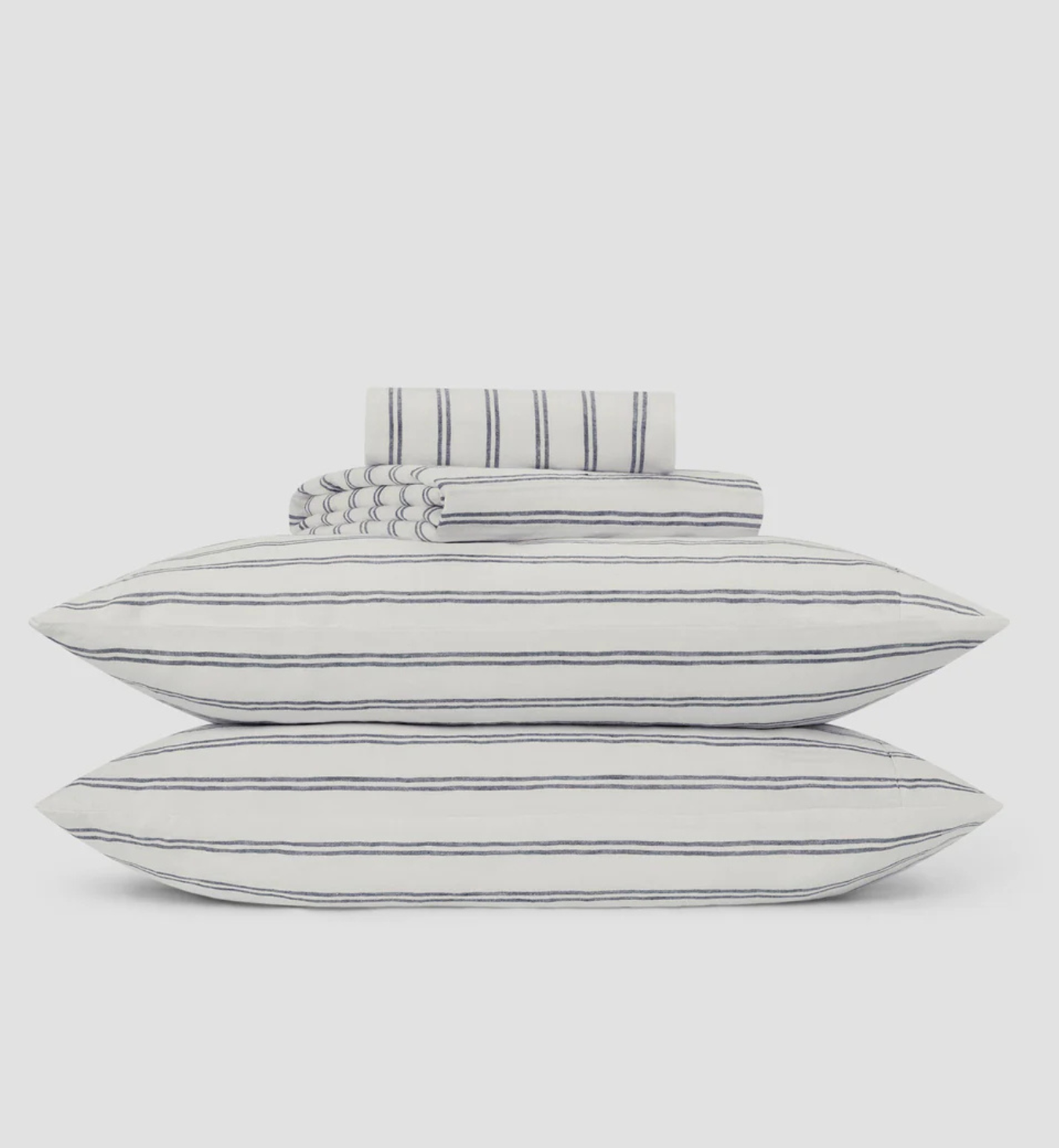 Ivory Kemptown Stripe Linen Blend Duvet Cover