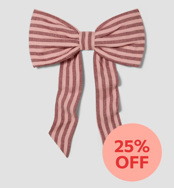 Rhubarb & Rose Pembroke Stripe Linen Blend Bow