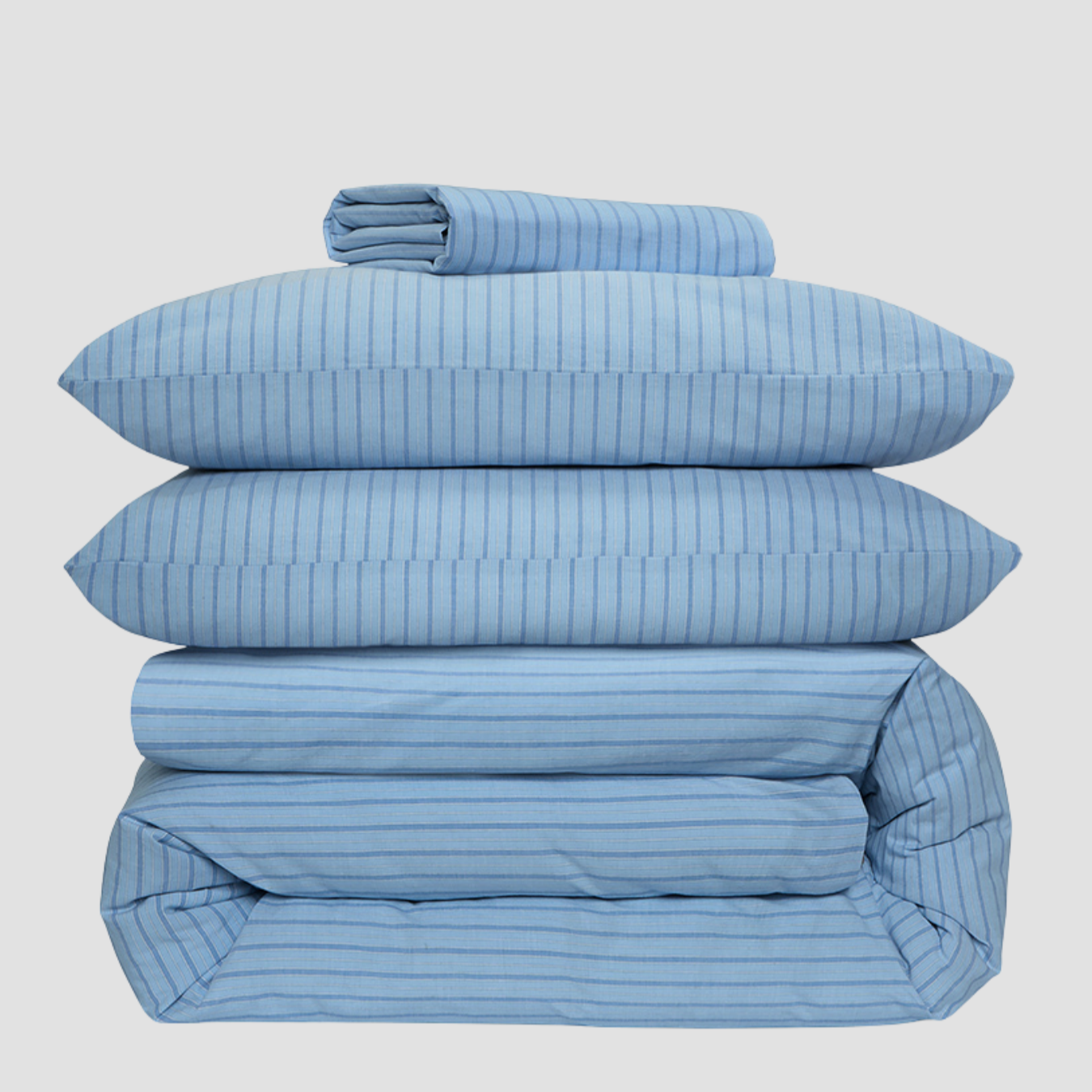 Pale Blue Favourite Shirt Stripe Cotton Duvet Cover