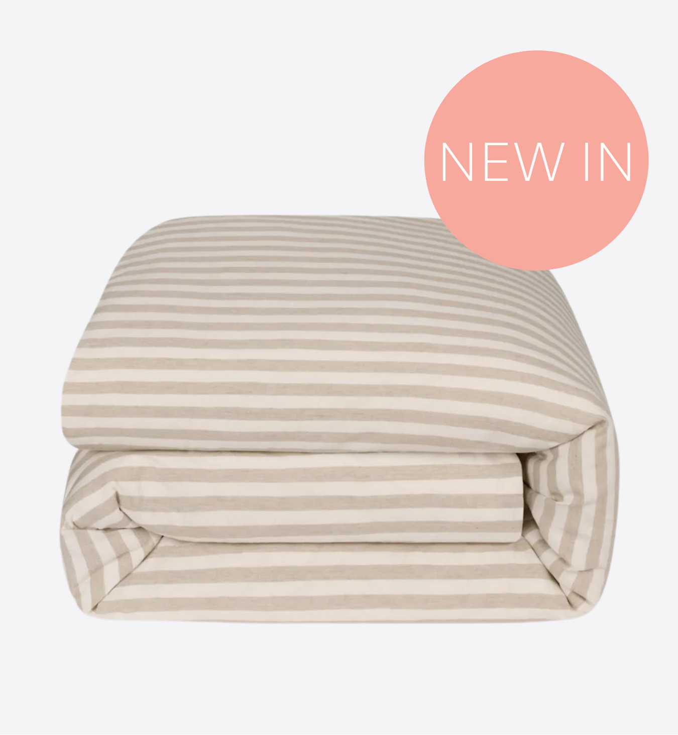 Oatmeal Pembroke Stripe Linen Blend Duvet Cover