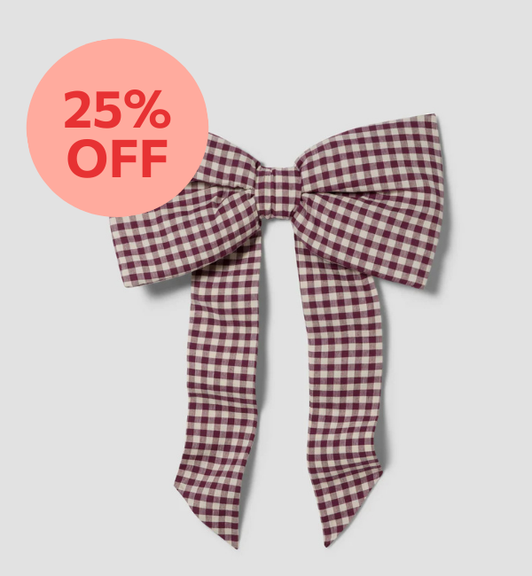 Berry Gingham Linen Blend Bow