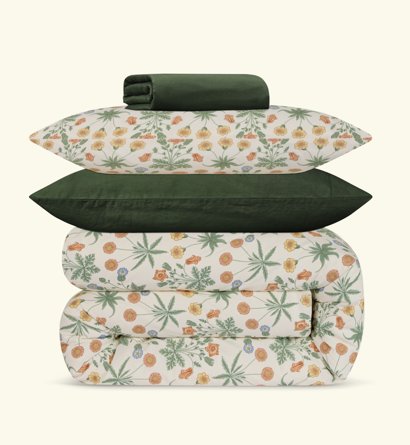 Sage & Mindful Cream Daisy Cotton Duvet Cover