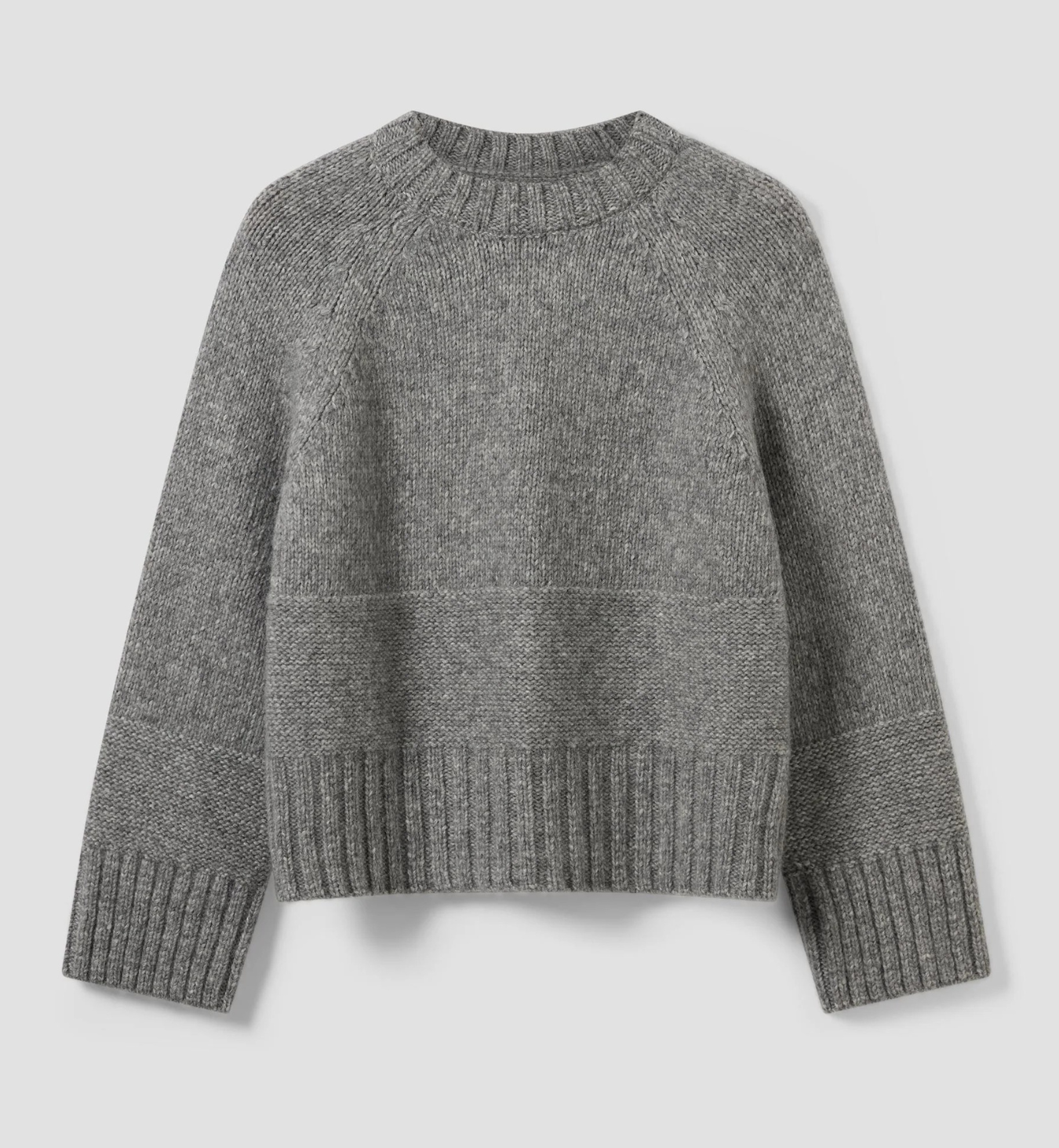 Grey Crew Neck Wool Jumper