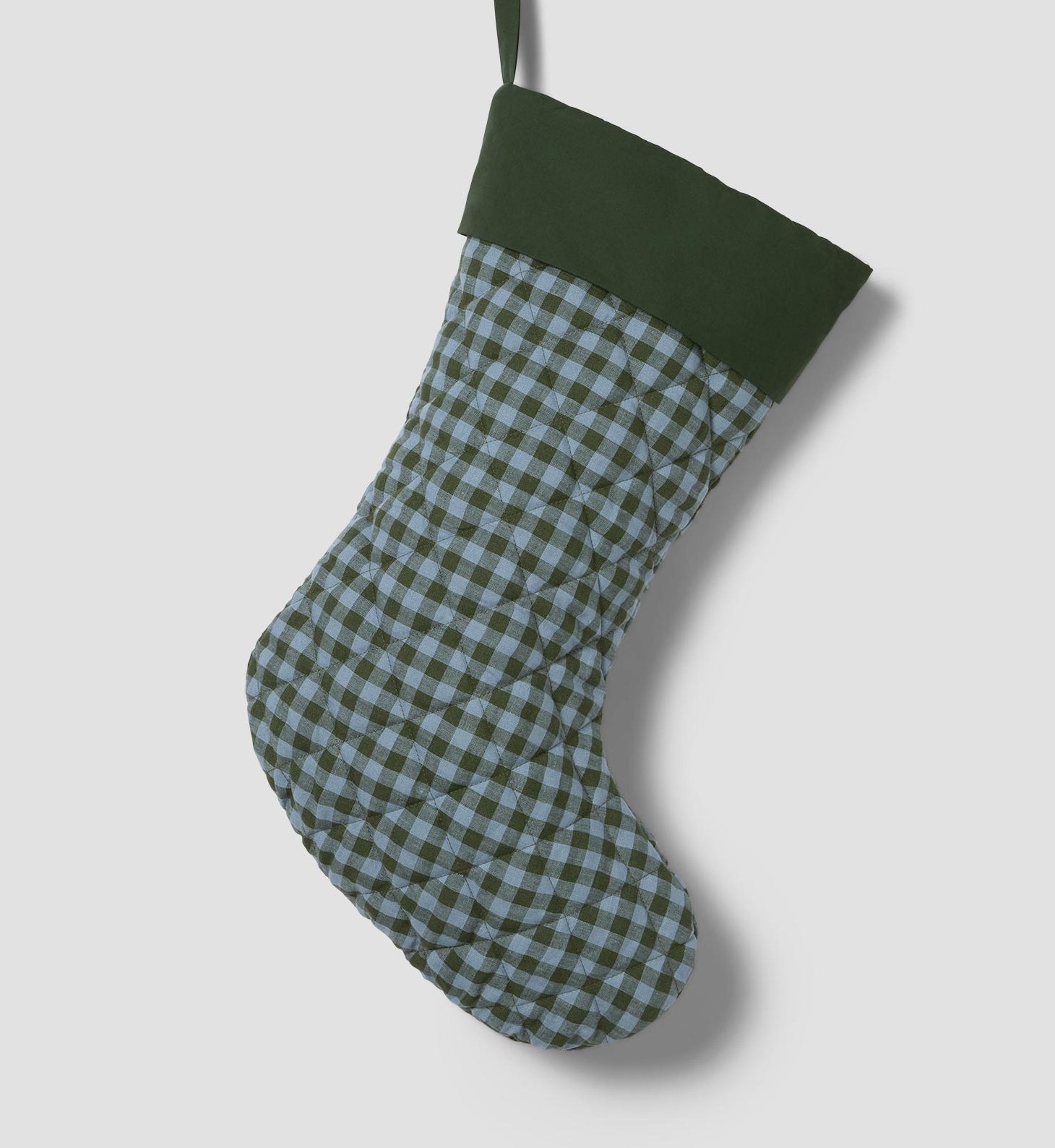 Fern Green & Dusk Blue Colour Drenched Linen Blend Christmas Stocking