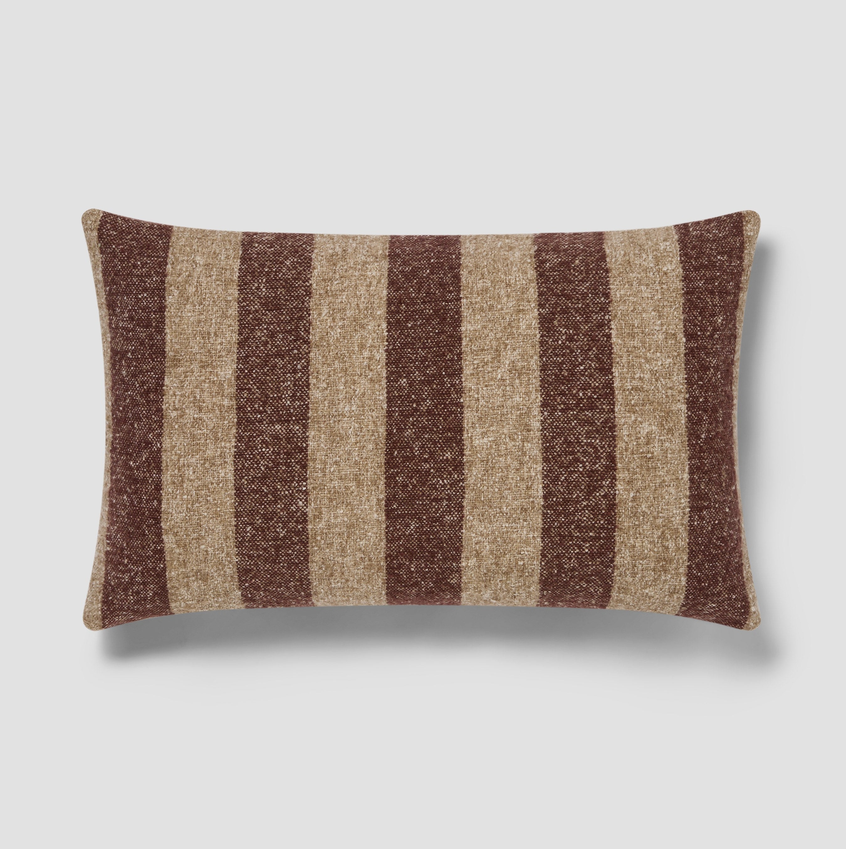 Mocha & Oatmeal Wide Stripe Wool Rectangle Cushion Cover