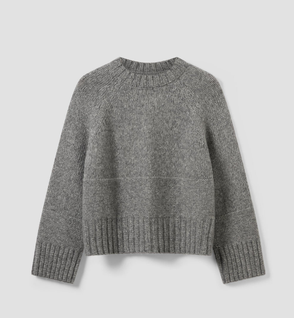 Grey Crew Neck Wool Jumper