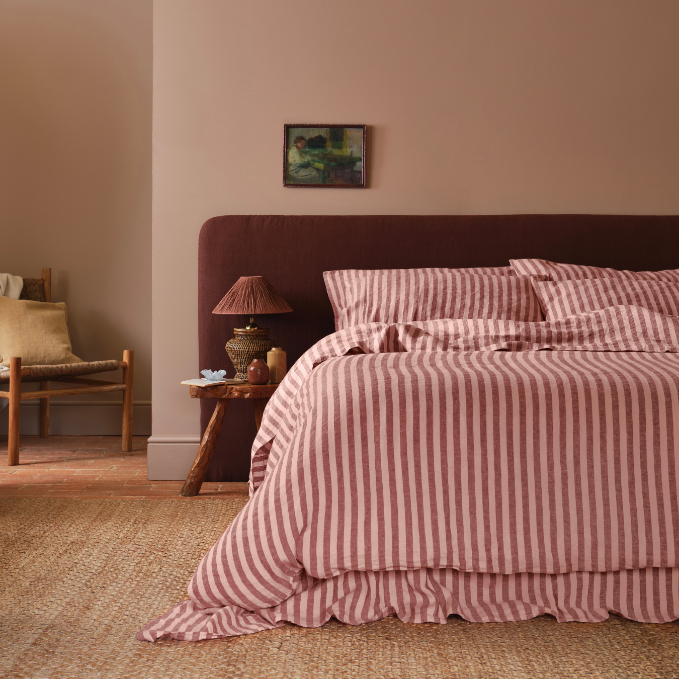 Rhubarb & Rose Pembroke Stripe Linen Blend Duvet Cover