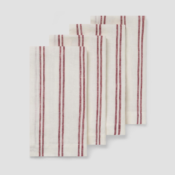 Rhubarb Kemptown Stripe Linen Blend Napkins Set of 4