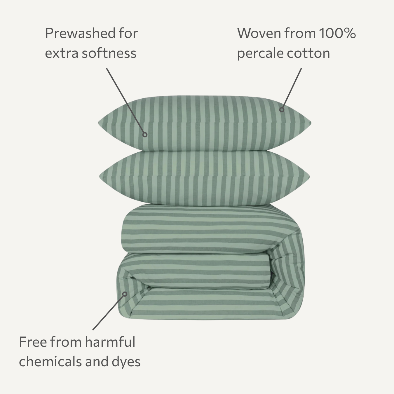 Pine Green Pembroke Stripe Cotton Duvet Set