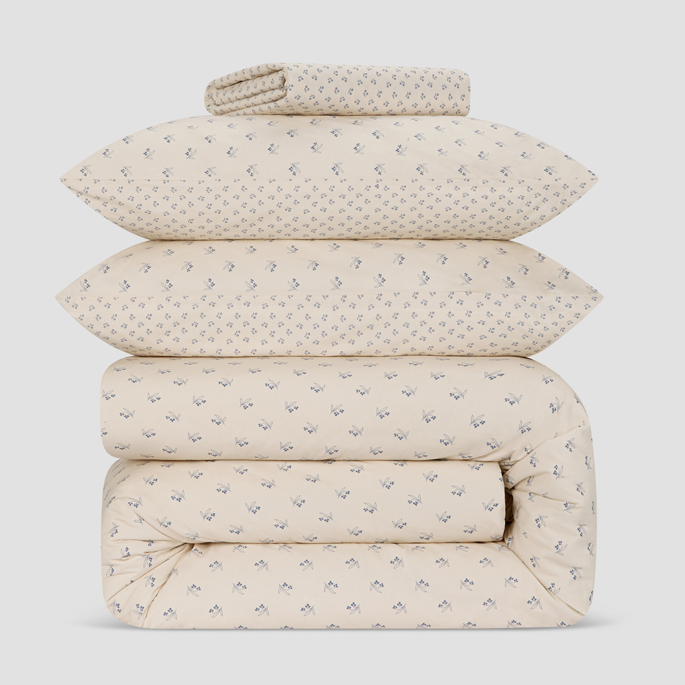 Cove Blue Martha Floral Cotton Duvet Cover