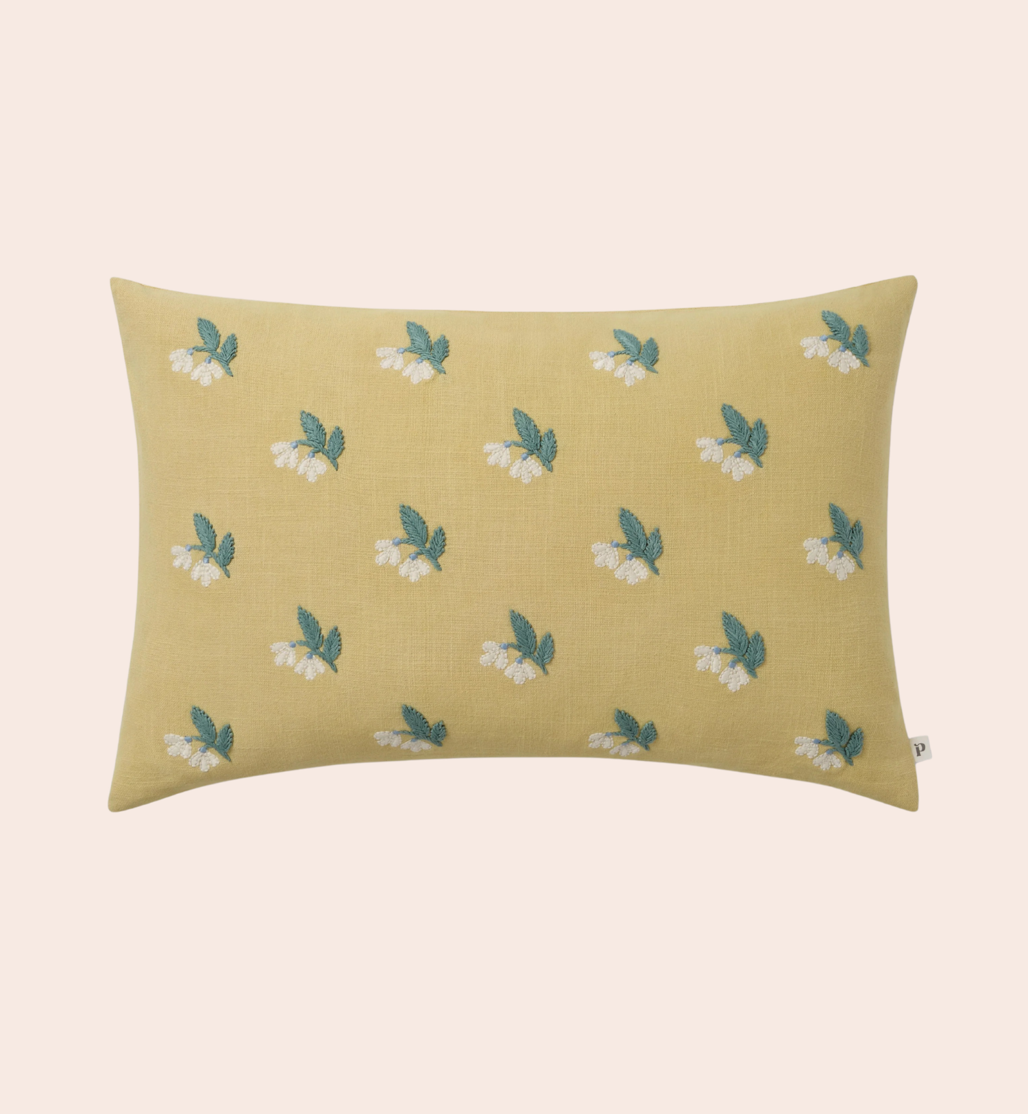 Butter Yellow Snowdrop Embroidered Filled Cushion