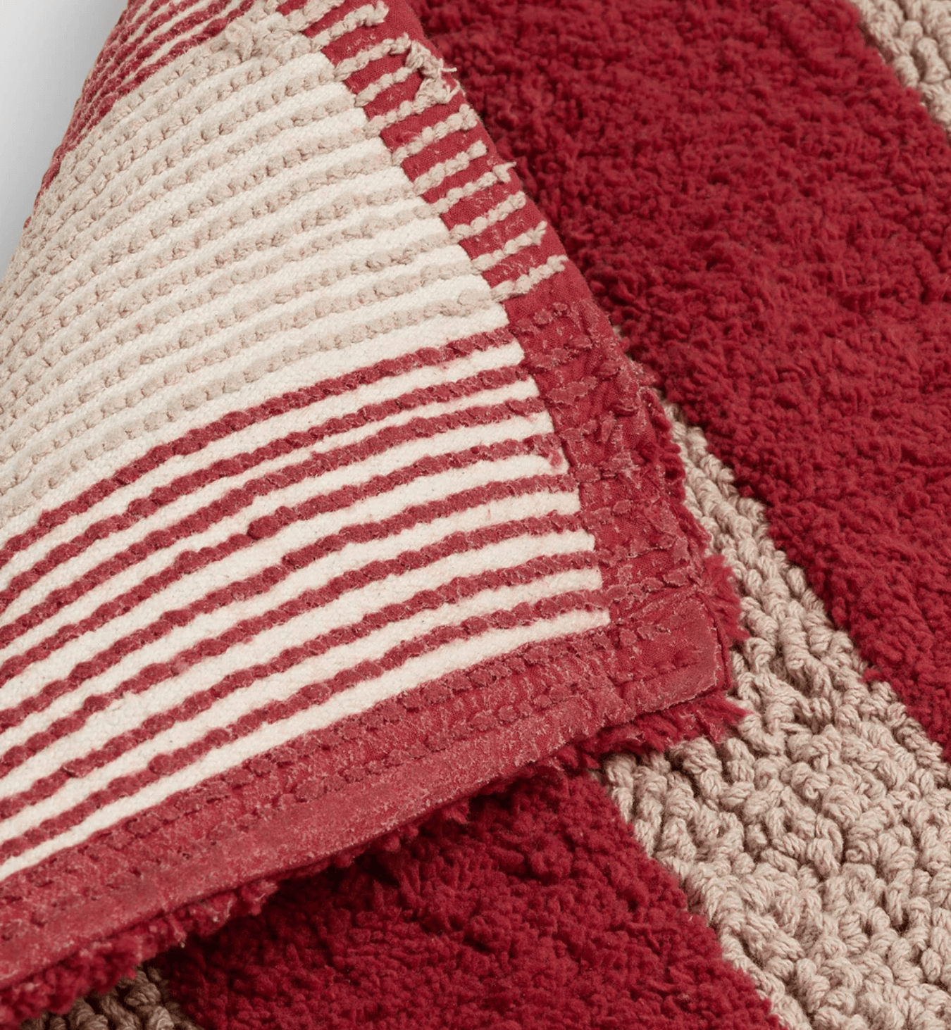 Sandstone Red Pembroke Stripe Cotton Bath Mat
