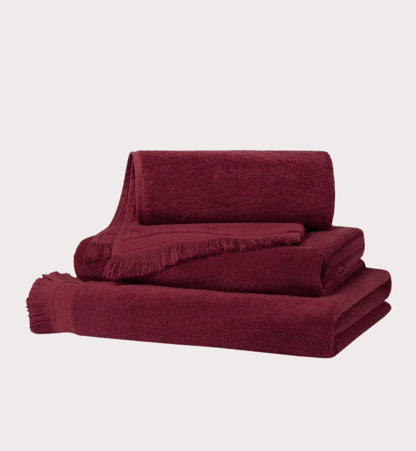 Rhubarb Fringe Edge Cotton Towels