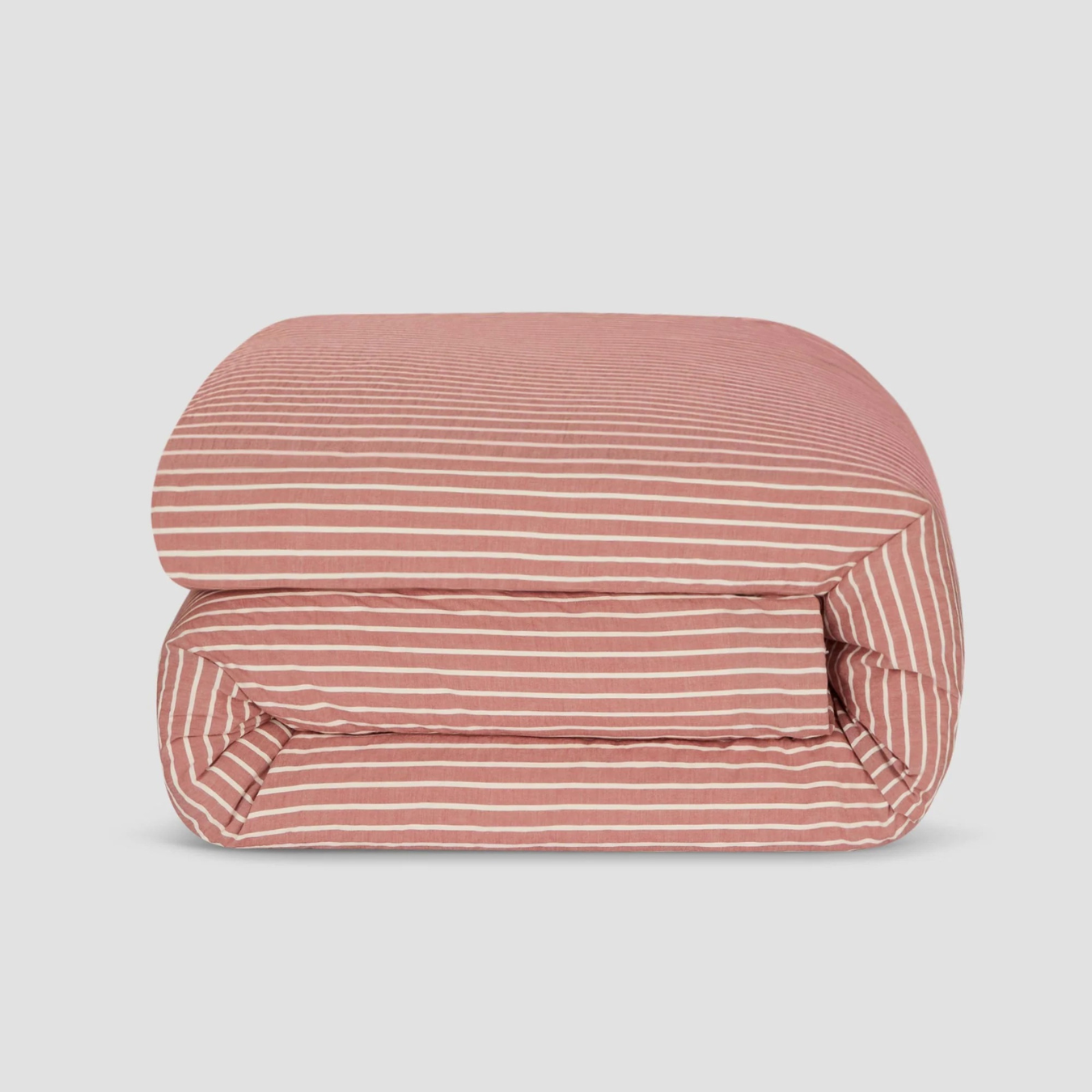 Auburn Red Textured Stripe Cotton Duvet Cover