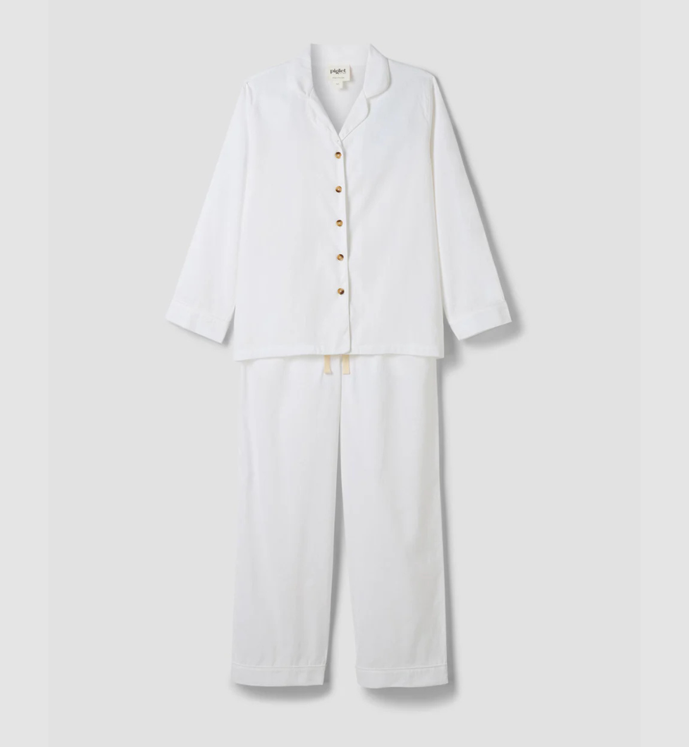 White Linen Blend Pyjama Trouser Set
