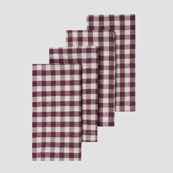 Berry Gingham Linen Blend Napkins Set of 4