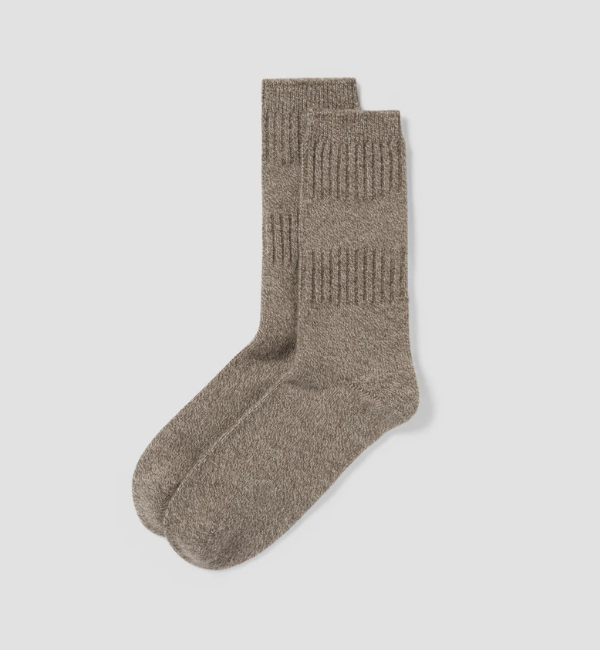 Mushroom Merino Wool Ribbed Socks